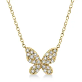 10K Yellow Gold Petite Butterfly Diamond Necklace