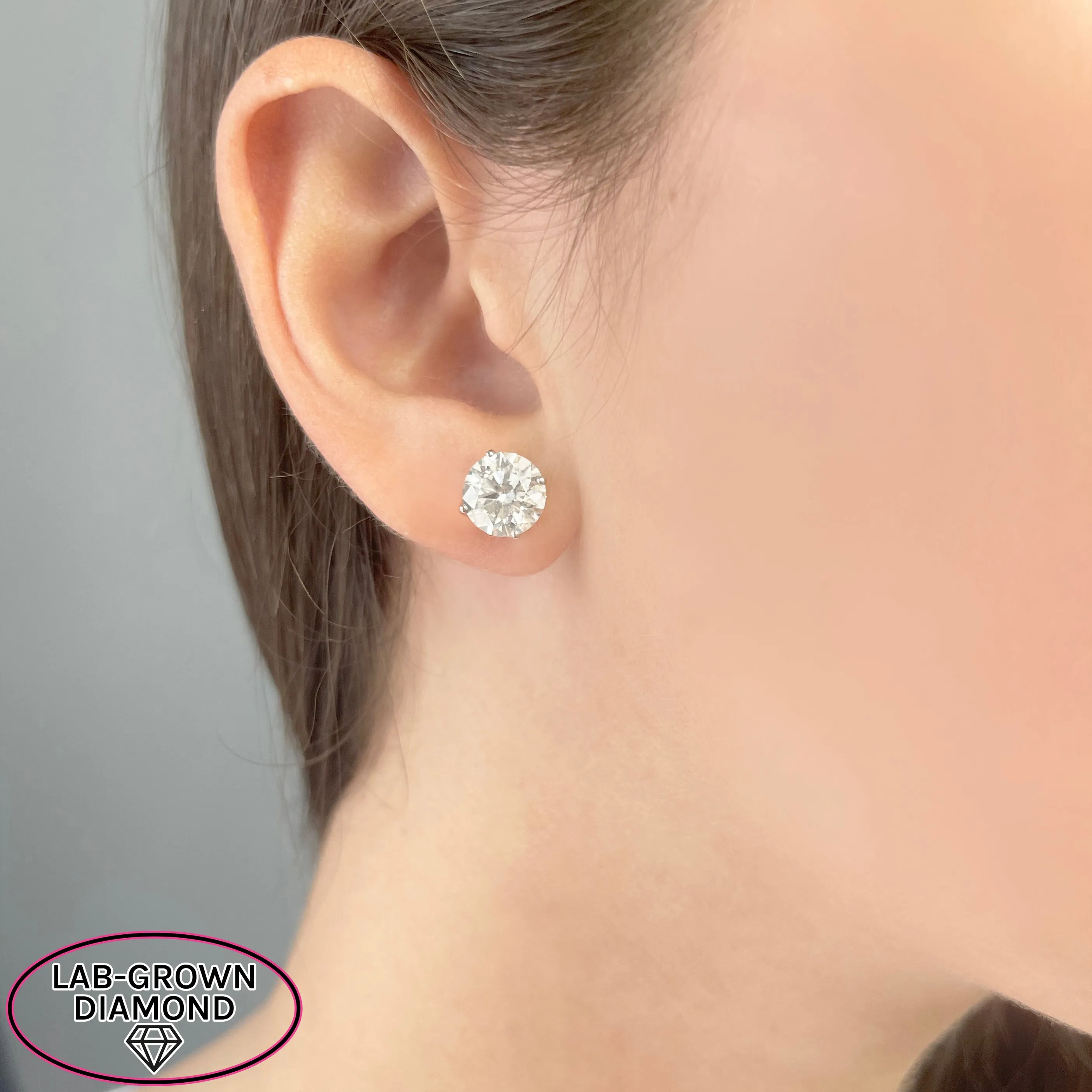 14K GOLD 5.00 CT LAB GROWN DIAMOND STUDS