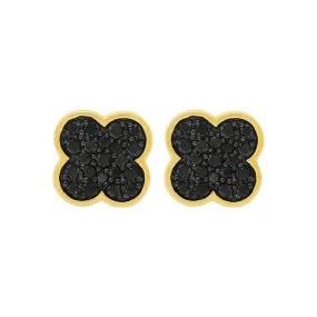 14K GOLD BLACK DIAMOND CLARISSA CLOVER STUDS