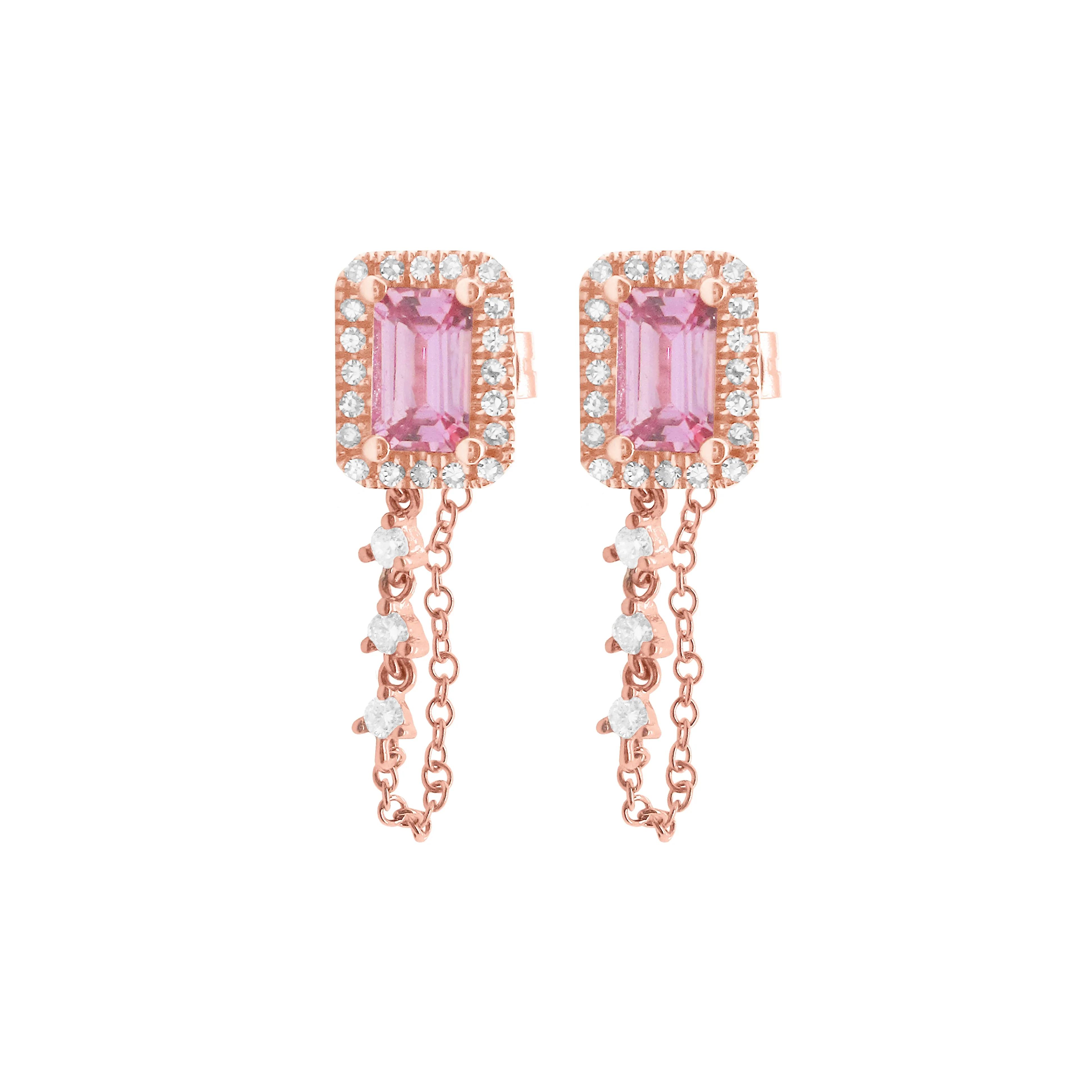 14K GOLD DIAMOND AND PINK SAPPHIRE KINSLEY EARRINGS