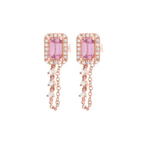 14K GOLD DIAMOND AND PINK SAPPHIRE KINSLEY EARRINGS