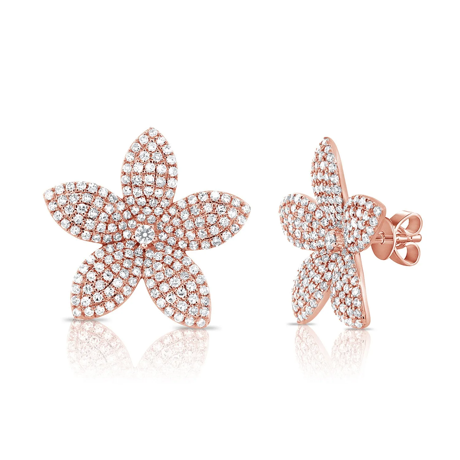 14K GOLD DIAMOND  BROOKE FLOWER STUDS