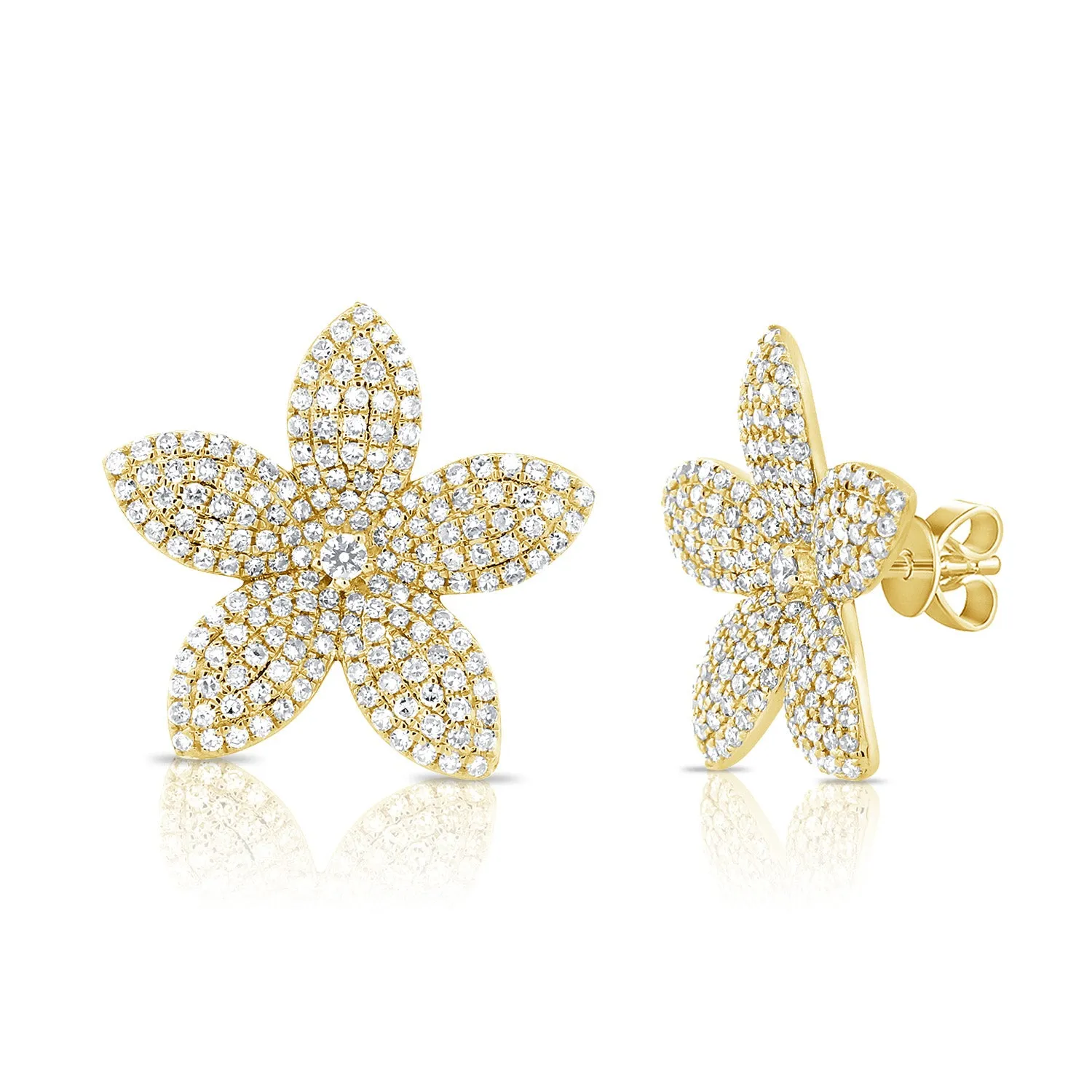 14K GOLD DIAMOND  BROOKE FLOWER STUDS