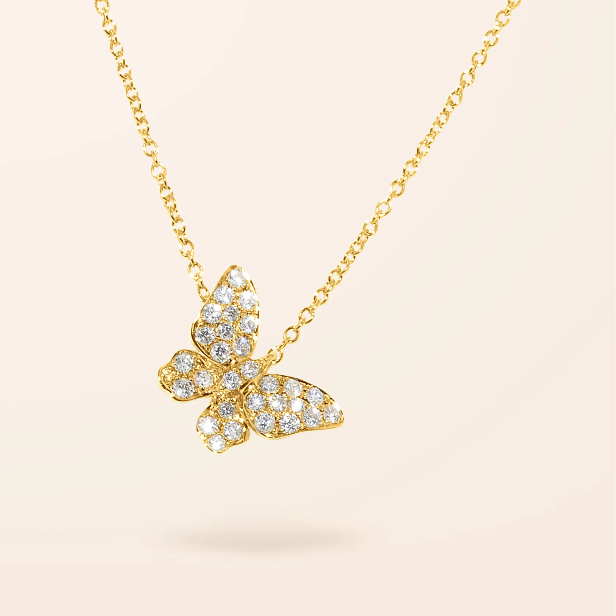 14K Gold Diamond Butterfly Necklace