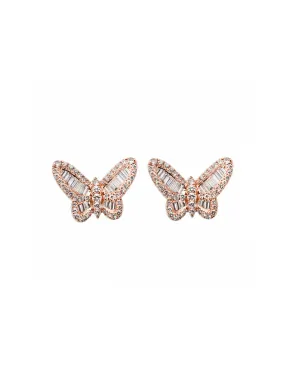 1.77ct Diamond 18K Gold Invisible Set Butterfly Earrings