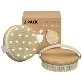 2 Pack Shower Body Brush, Exfoliating Bath Scrub Brush with Massage Nodes for Wet or Dry Brushing