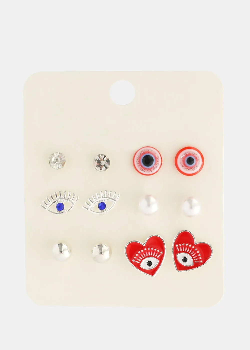 6 Pair Evil Eye Earring Set