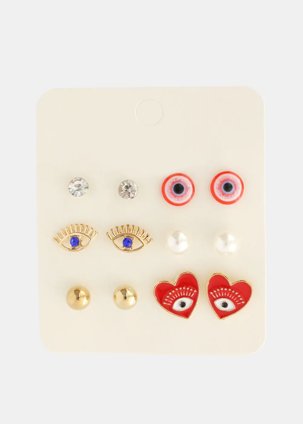 6 Pair Evil Eye Earring Set