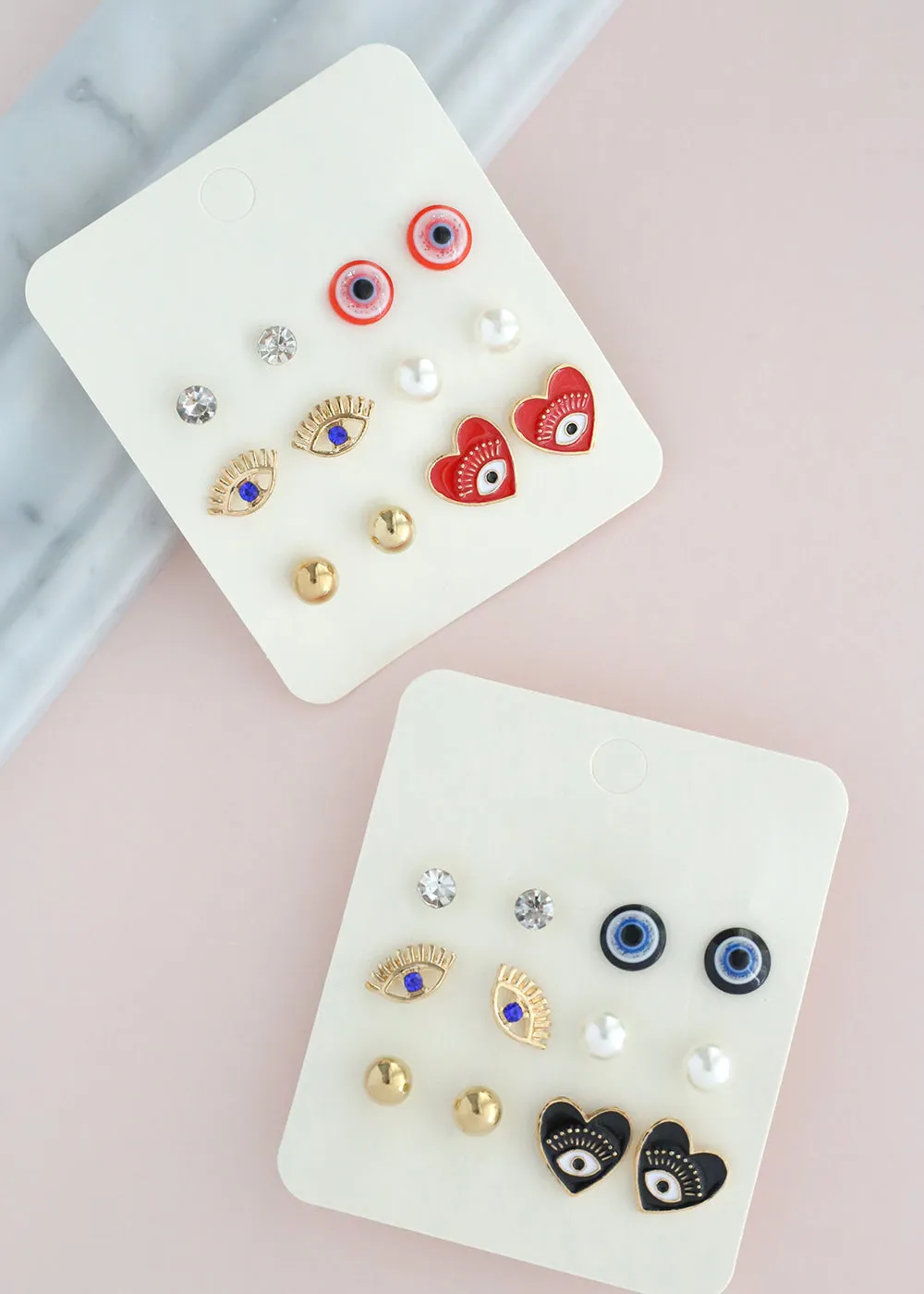 6 Pair Evil Eye Earring Set