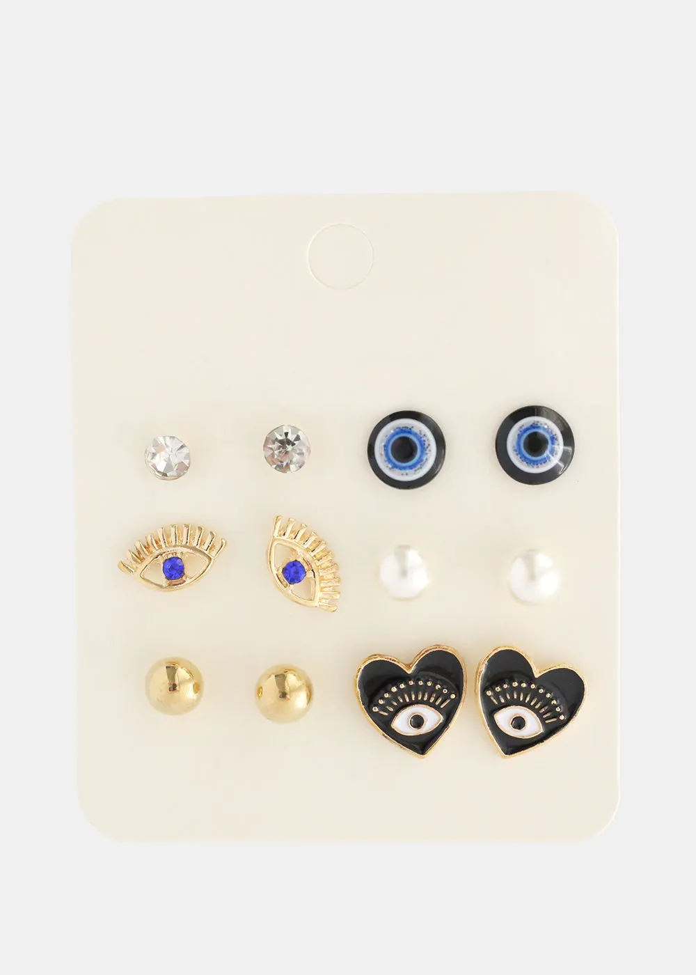 6 Pair Evil Eye Earring Set