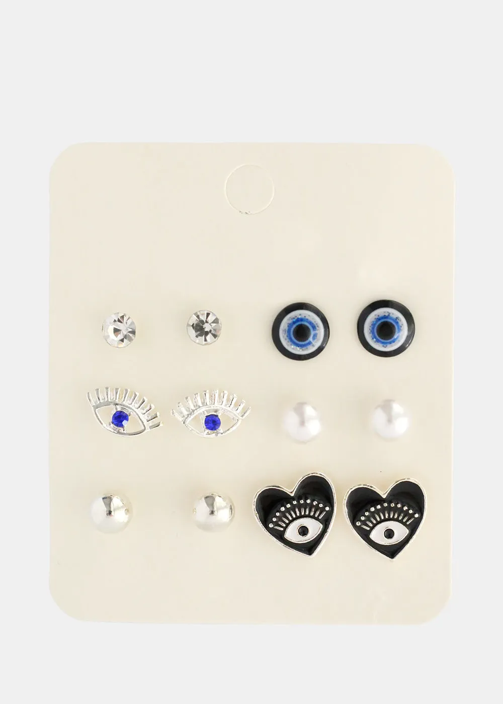 6 Pair Evil Eye Earring Set