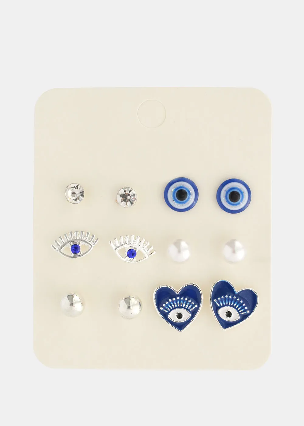 6 Pair Evil Eye Earring Set