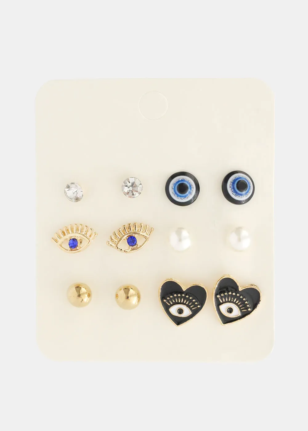 6 Pair Evil Eye Earring Set