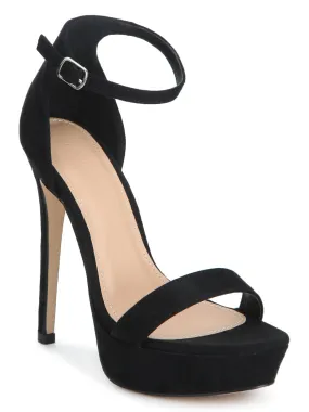 Black Micro Pump Ankle Strap Stilettos