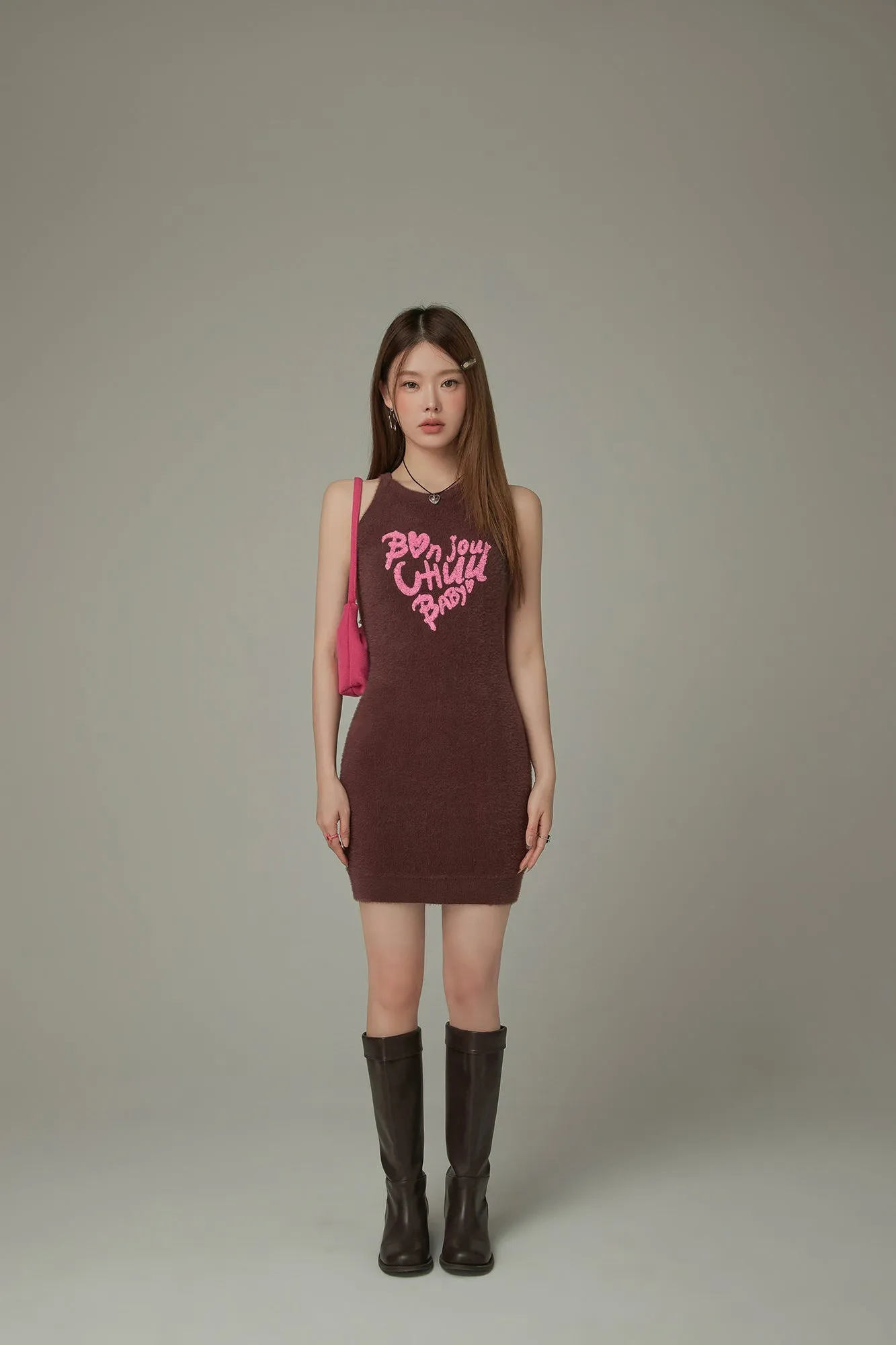 Bonjour Heart Logo Knit Dress