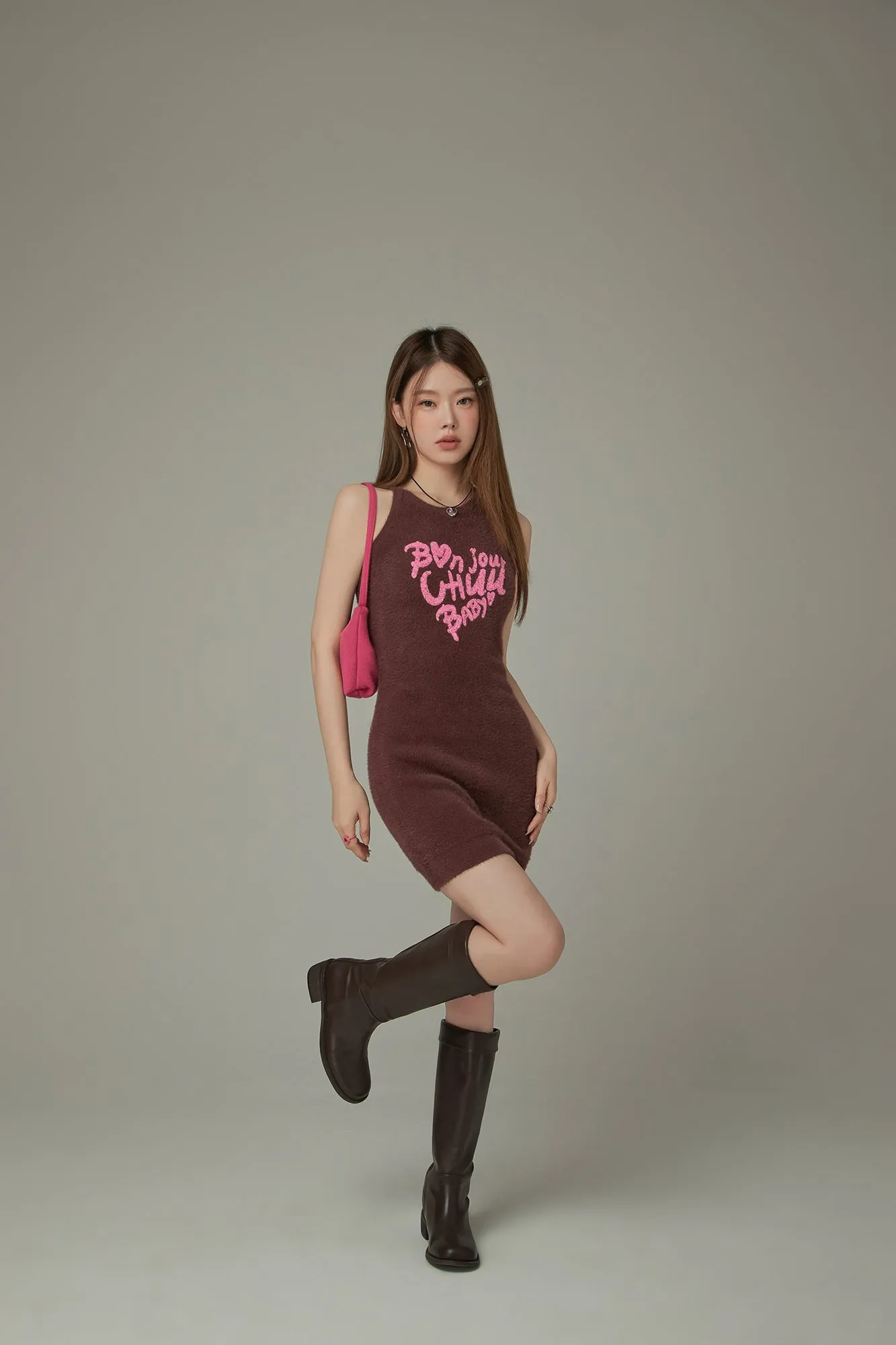 Bonjour Heart Logo Knit Dress