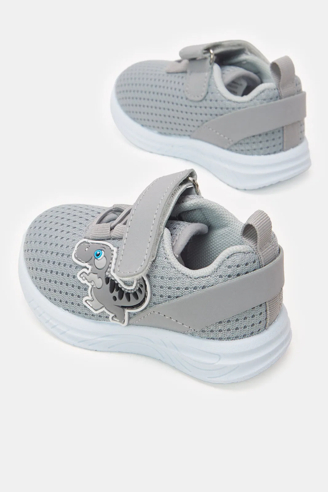 Boys Grey Velcro Strap Pump