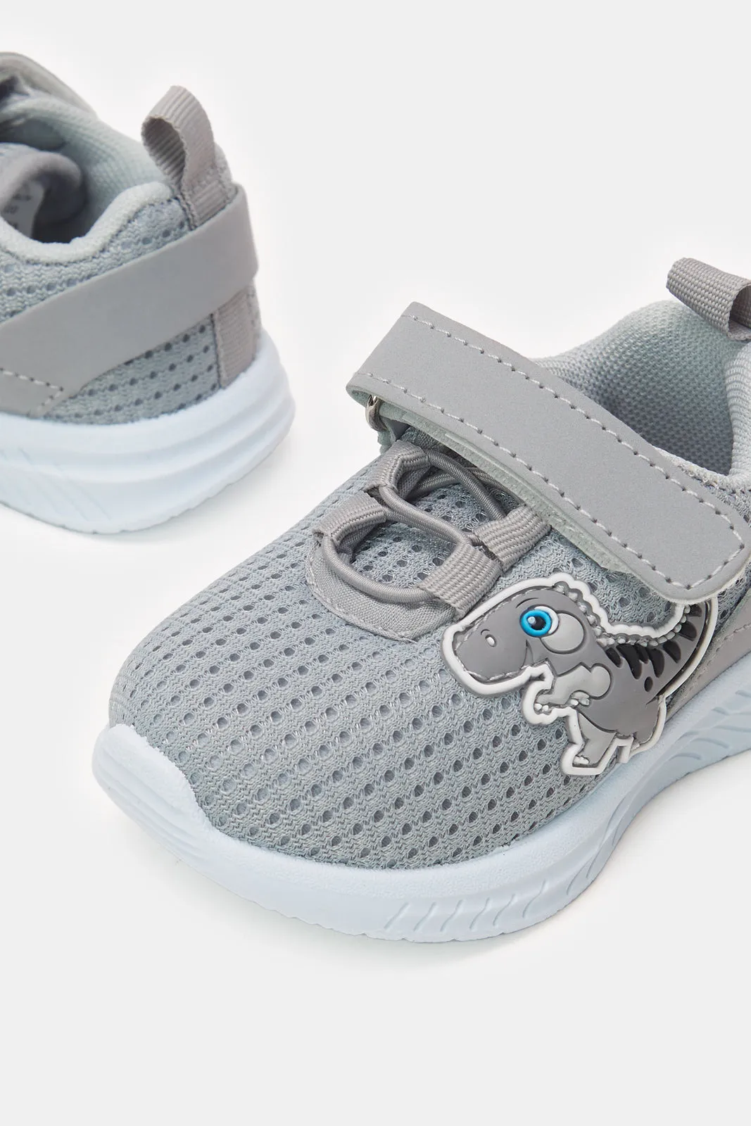 Boys Grey Velcro Strap Pump