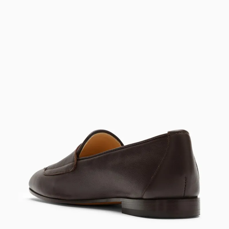 Brown Leather Double Buckle Loafer