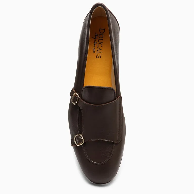 Brown Leather Double Buckle Loafer