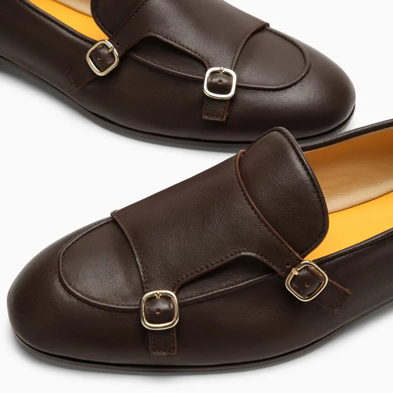 Brown Leather Double Buckle Loafer