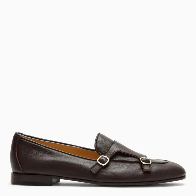 Brown Leather Double Buckle Loafer