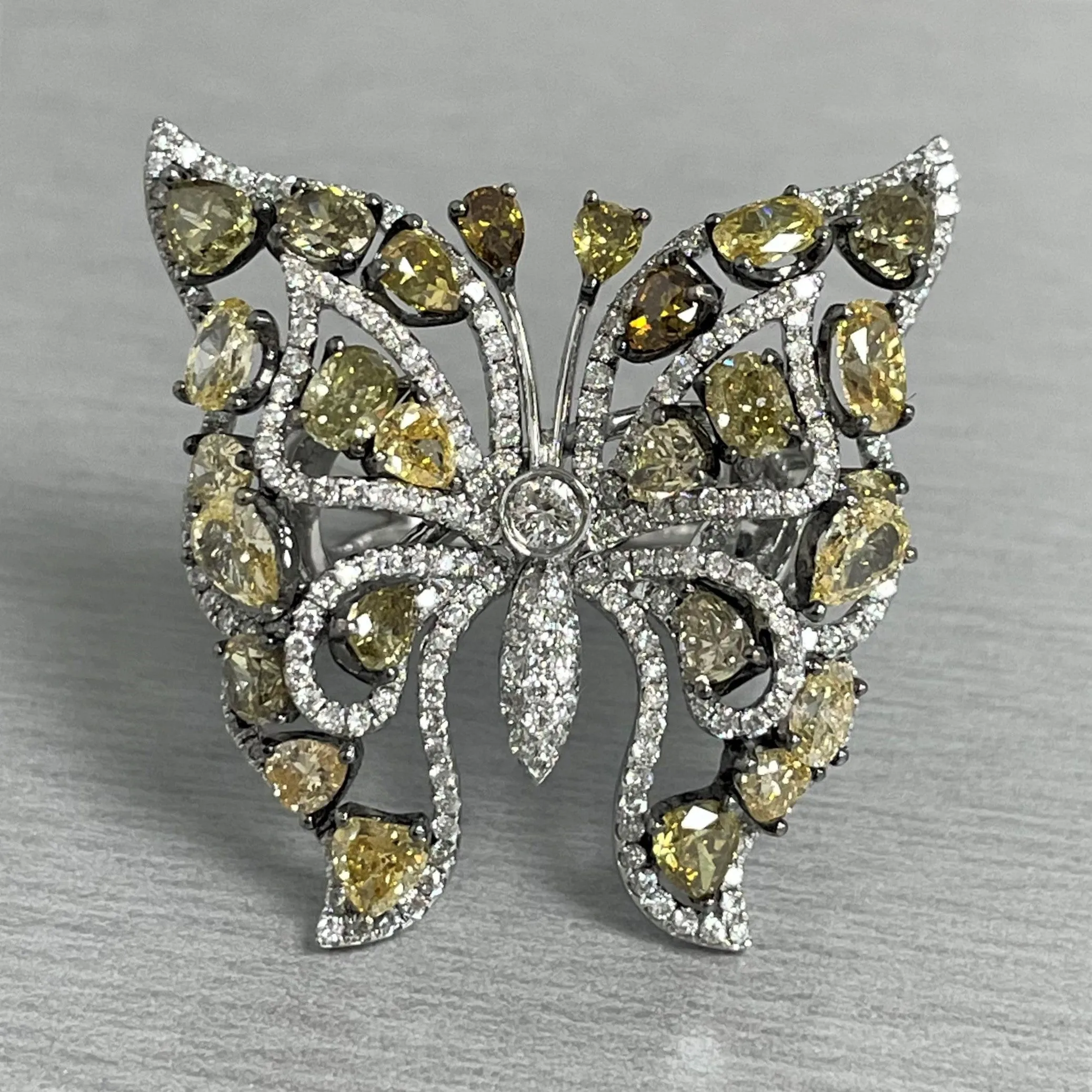 Butterfly Fall Ring (4.95 ct Diamonds) in White Gold