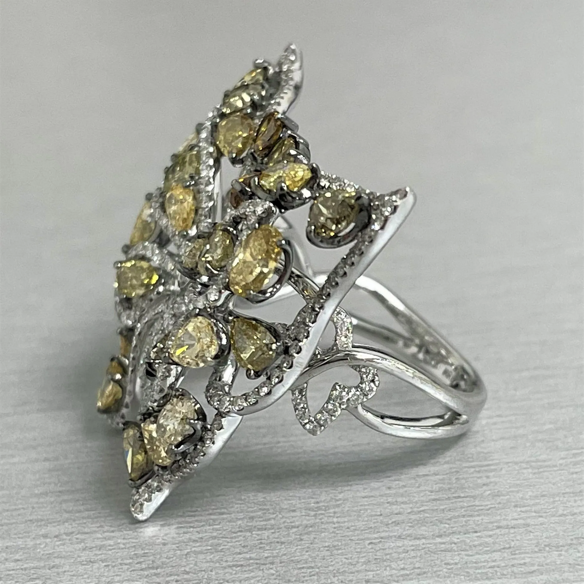 Butterfly Fall Ring (4.95 ct Diamonds) in White Gold