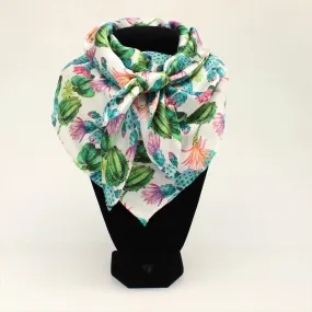 Cactus Floral Print Silk Western Scarf