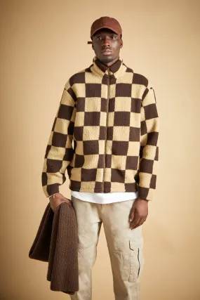 CHECKERED SHERPA ZIP-UP