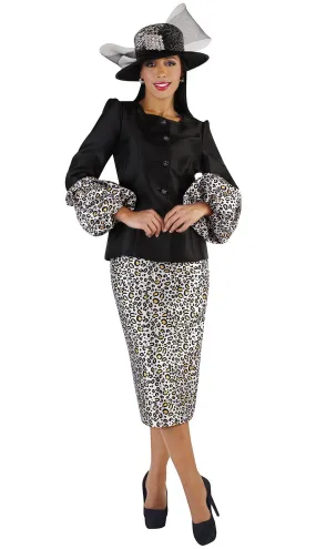 Designer Church Suits 4712C-Black/Animal Print