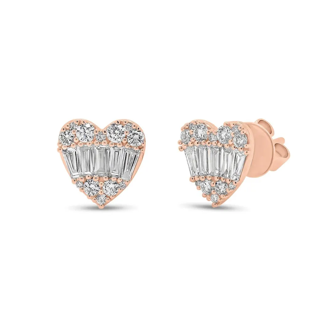 Diamond Heart Studs