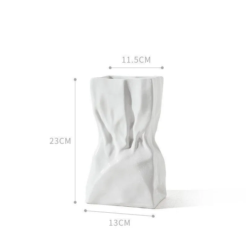 Elegant White Porcelain Pleated Vase Collection