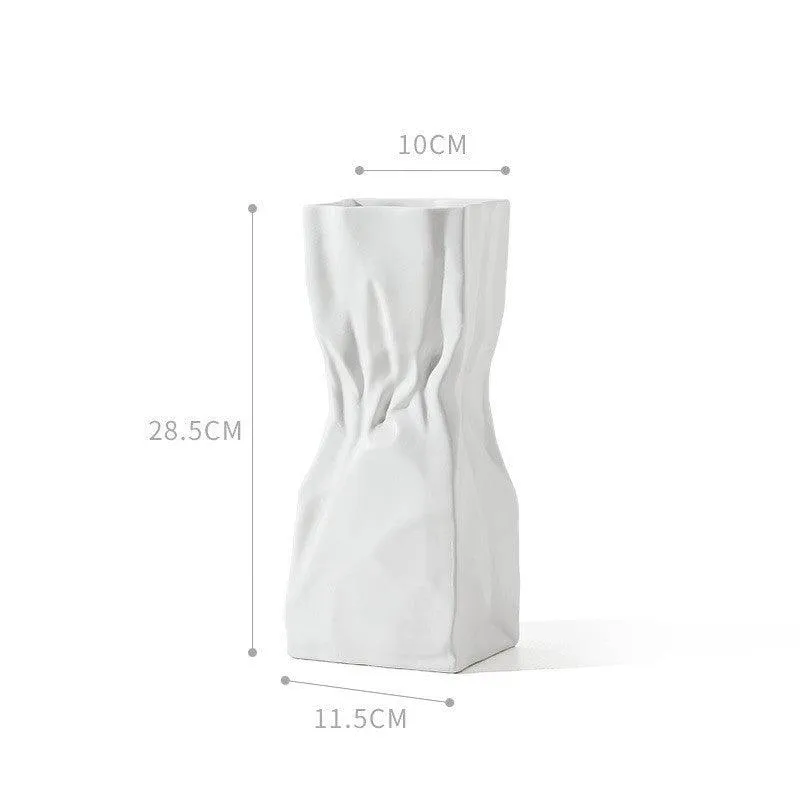 Elegant White Porcelain Pleated Vase Collection