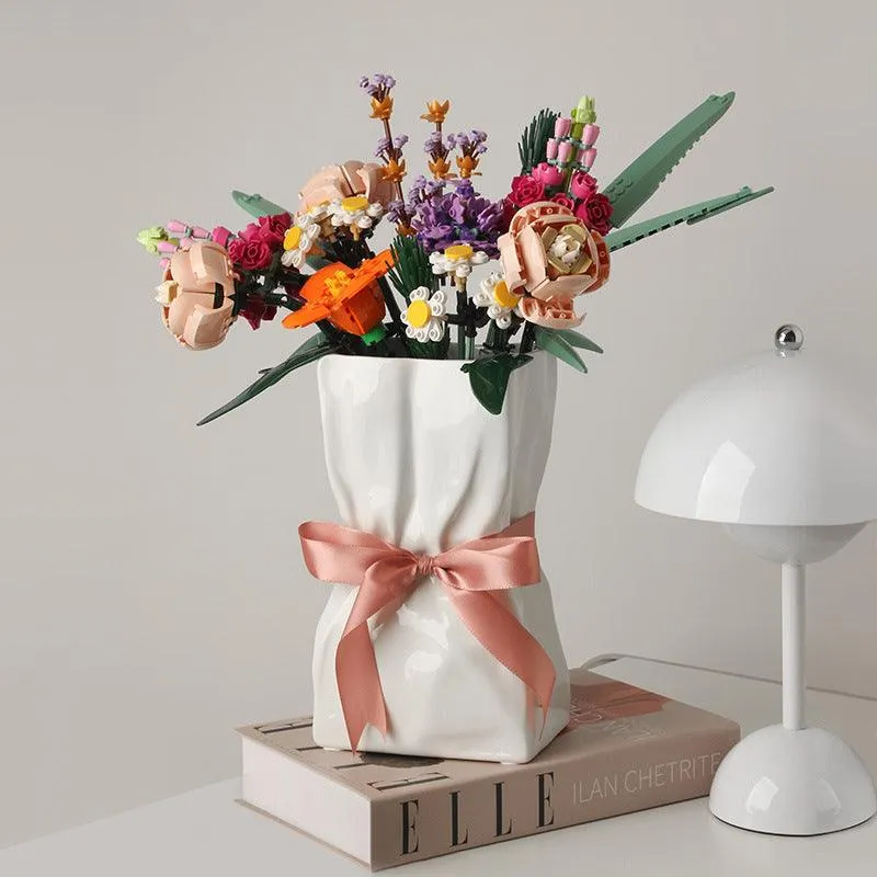 Elegant White Porcelain Pleated Vase Collection