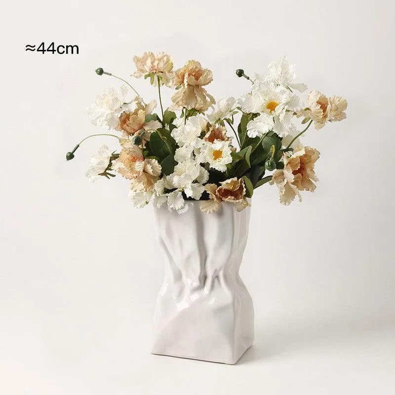 Elegant White Porcelain Pleated Vase Collection