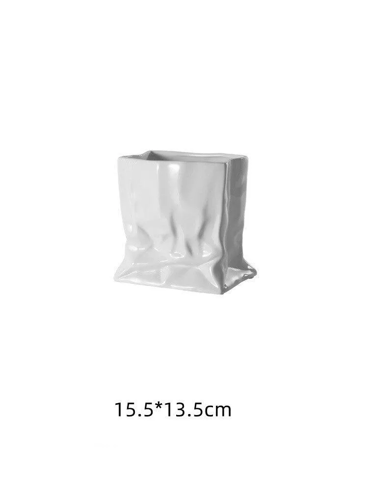 Elegant White Porcelain Pleated Vase Collection