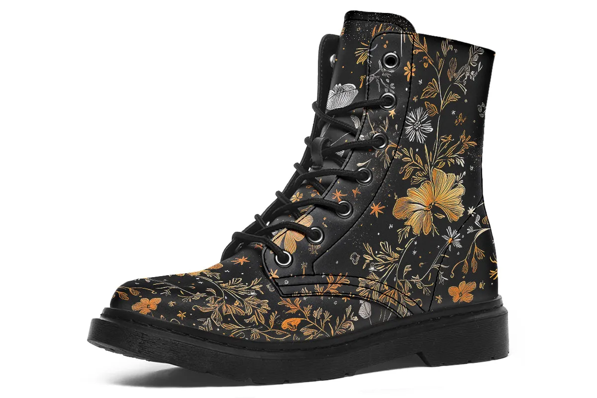 Emberblossom Boots - Vegan Leather Doc-Style Boots with Durable Stitched on Soles