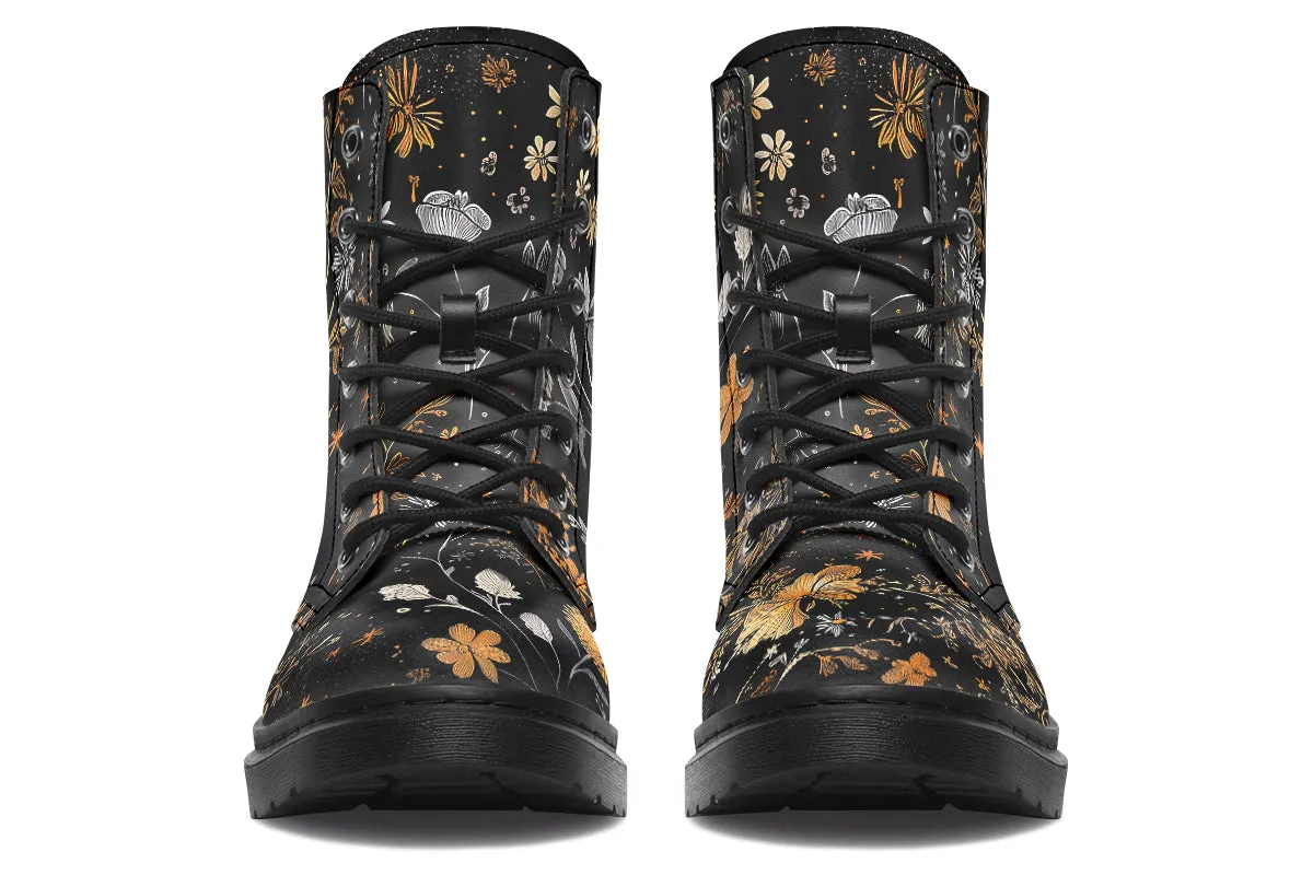 Emberblossom Boots - Vegan Leather Doc-Style Boots with Durable Stitched on Soles