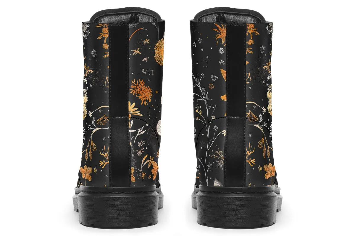 Emberblossom Boots - Vegan Leather Doc-Style Boots with Durable Stitched on Soles