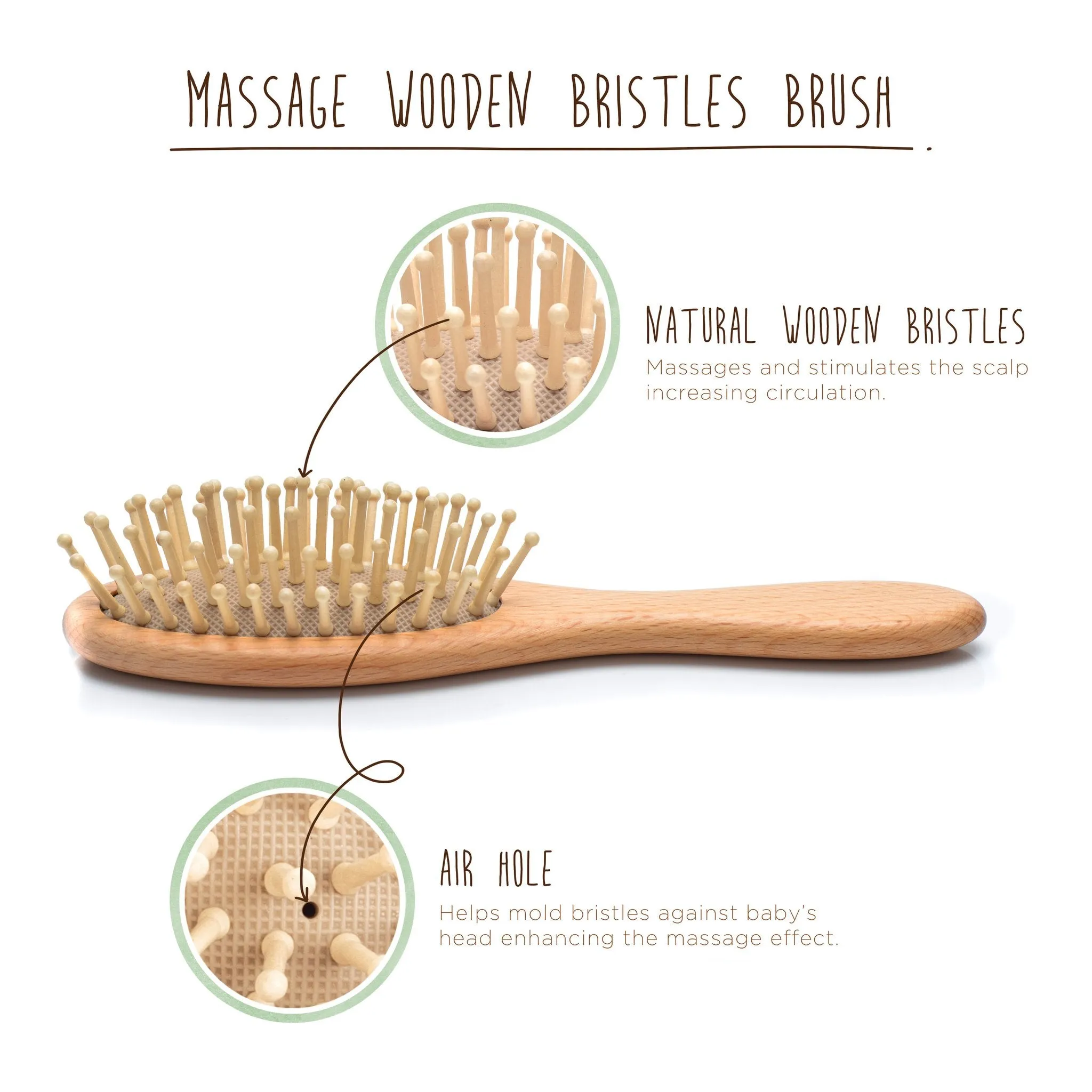 Fephas - Wooden Baby Hair Brush Set