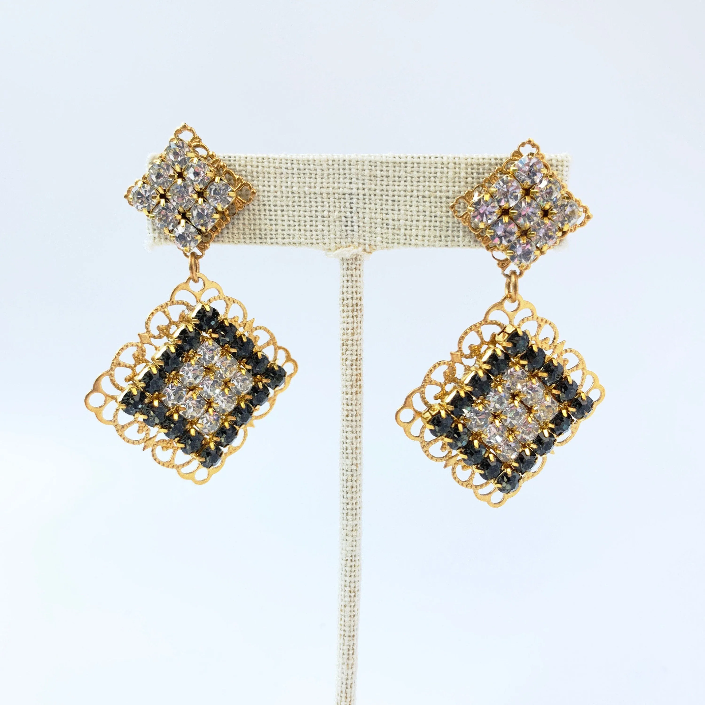 Filigree Rhinestone Drop Earrings