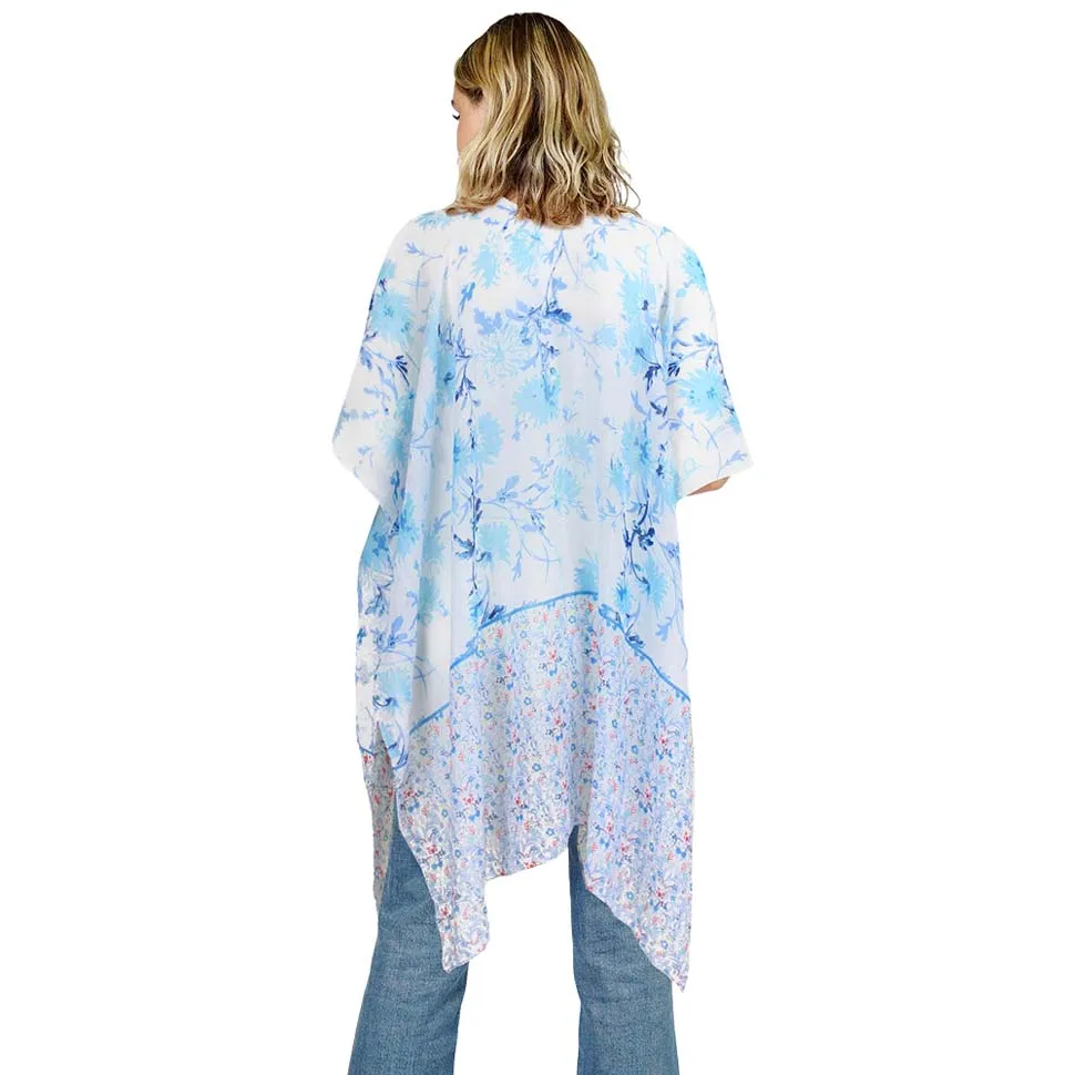 Flower Patterned Cover Up Kimono Poncho