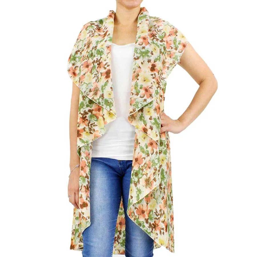 Flower Printed Round Vest