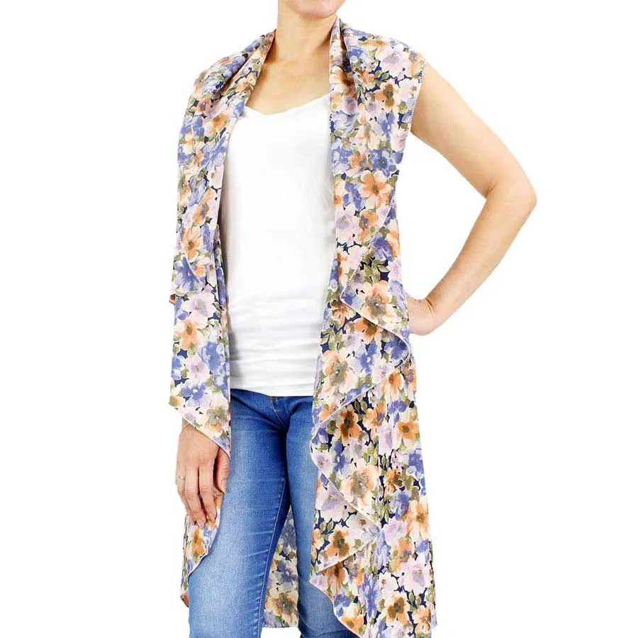 Flower Printed Round Vest