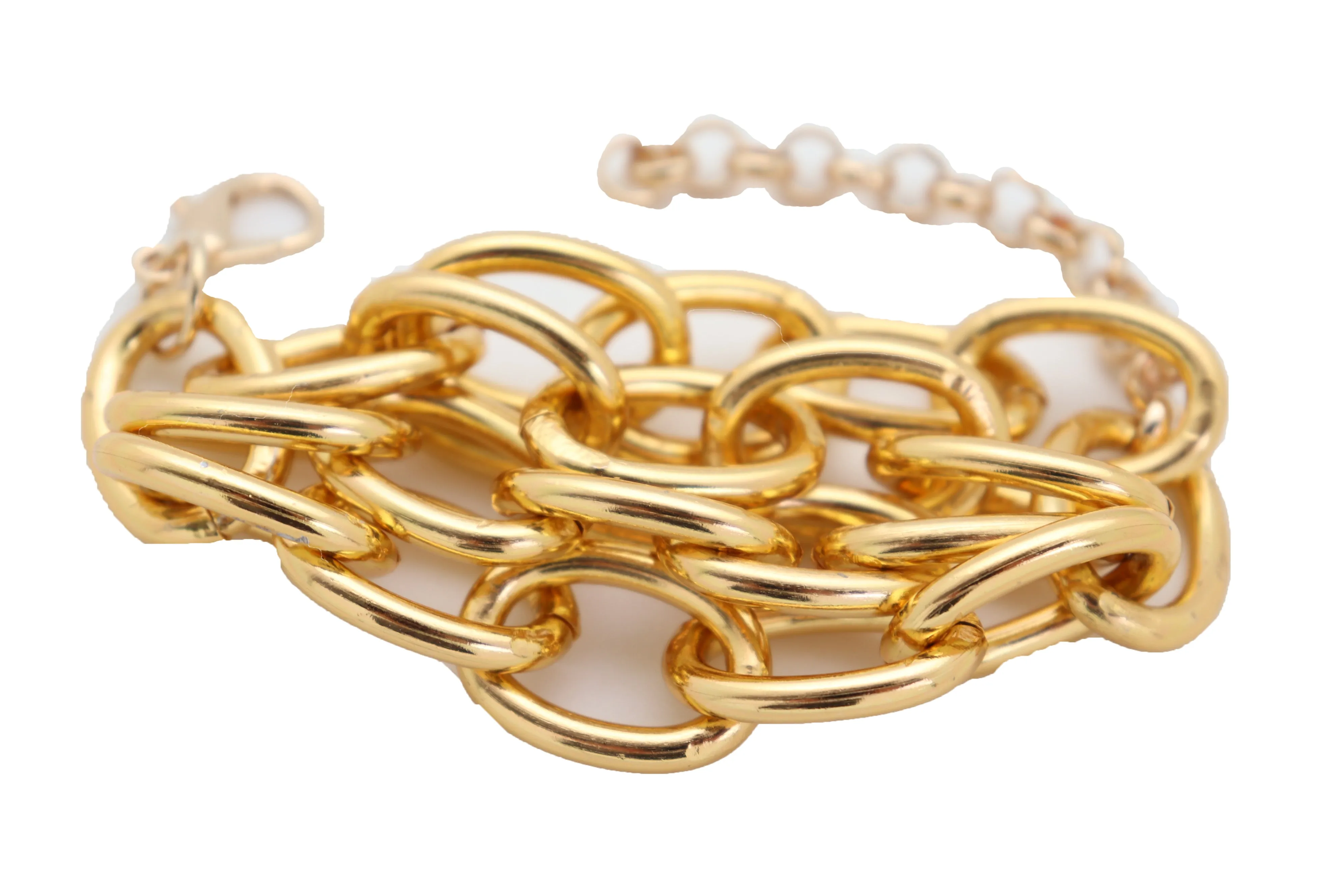 Gold Metal Chain Links Multi Strands Wrist Bracelet Bling