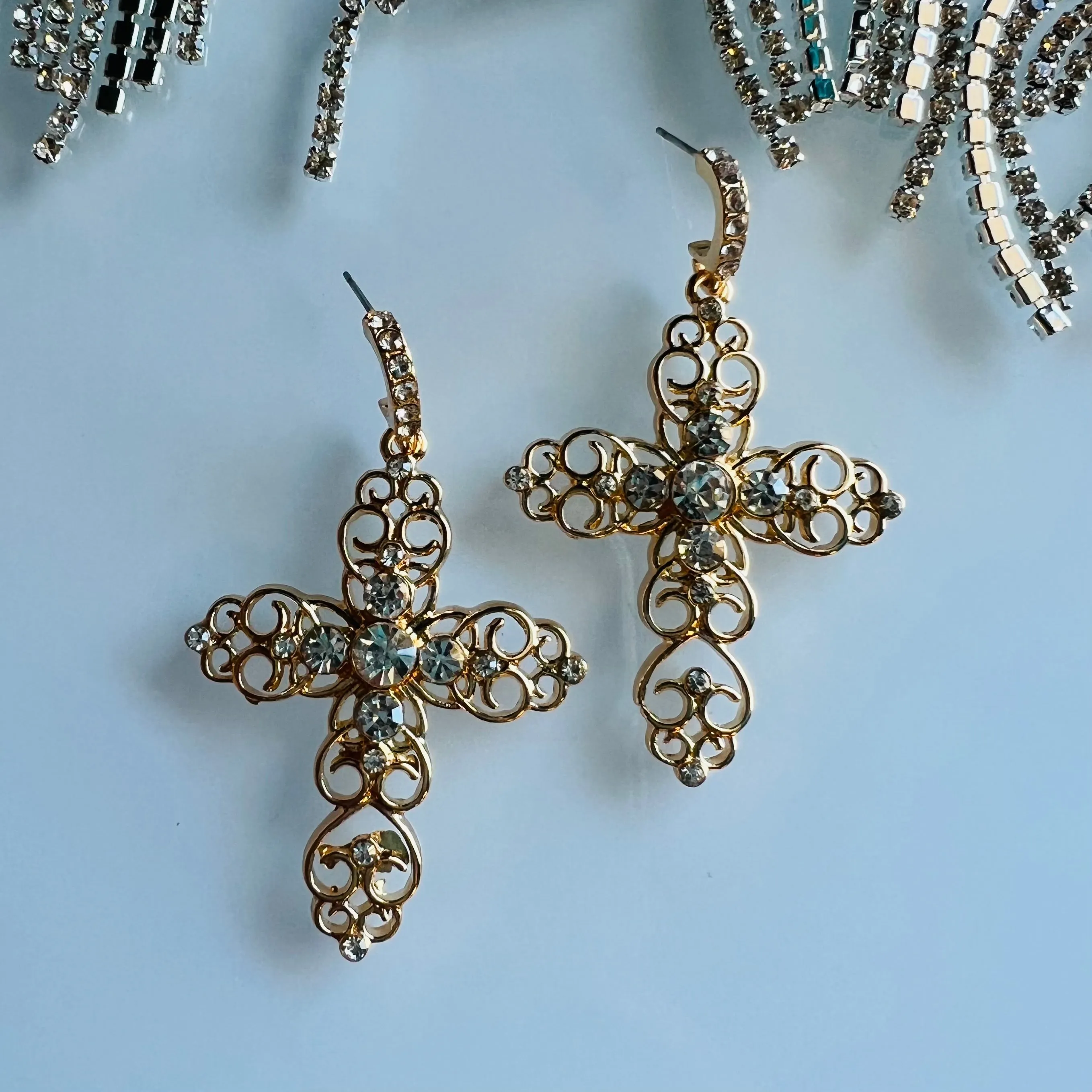 Golden Cross Earrings