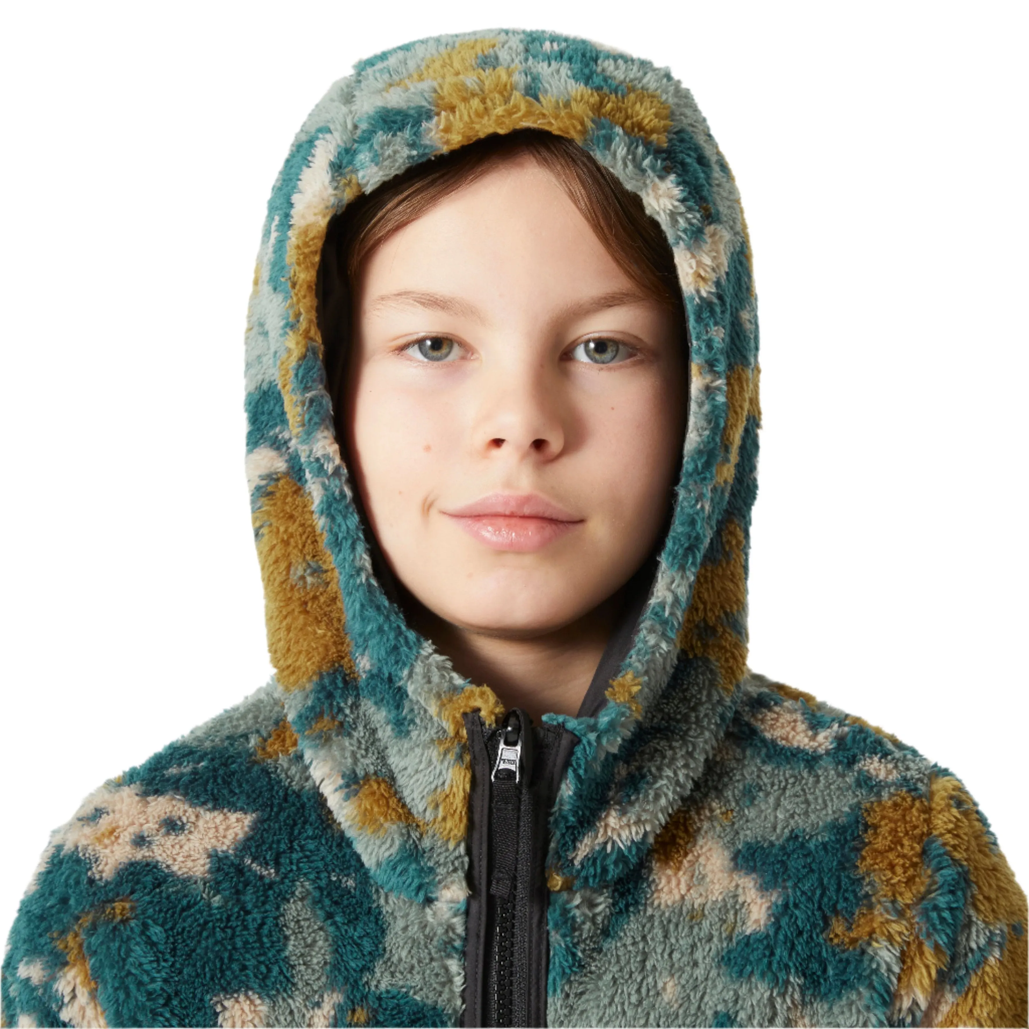 Helly Hansen Junior Champ Reversible Hooded Full Zip Fleece (Black Splash/Camo Aop)(Ages 8-16)