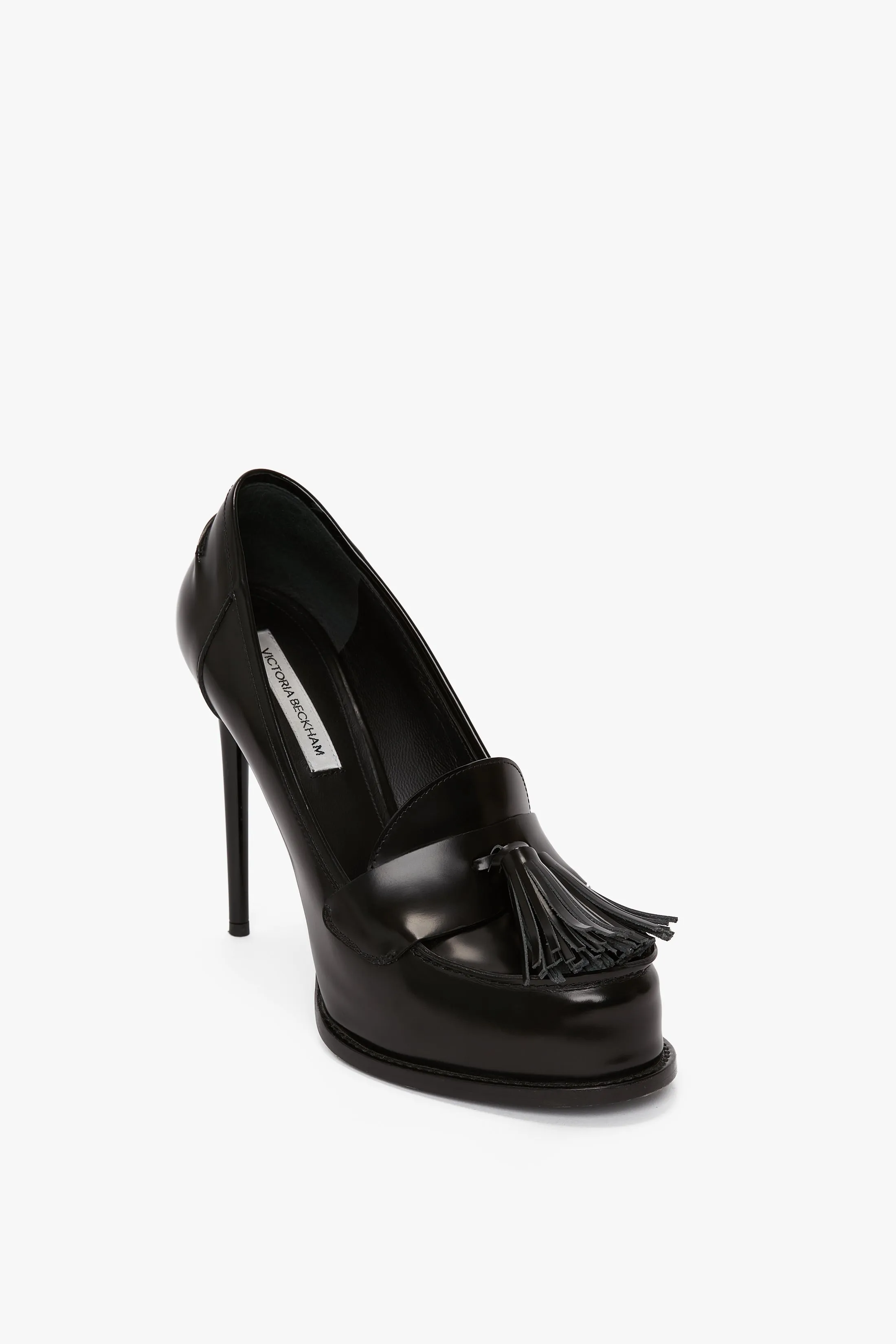 High Heeled Loafer With Toggles In Black Leather