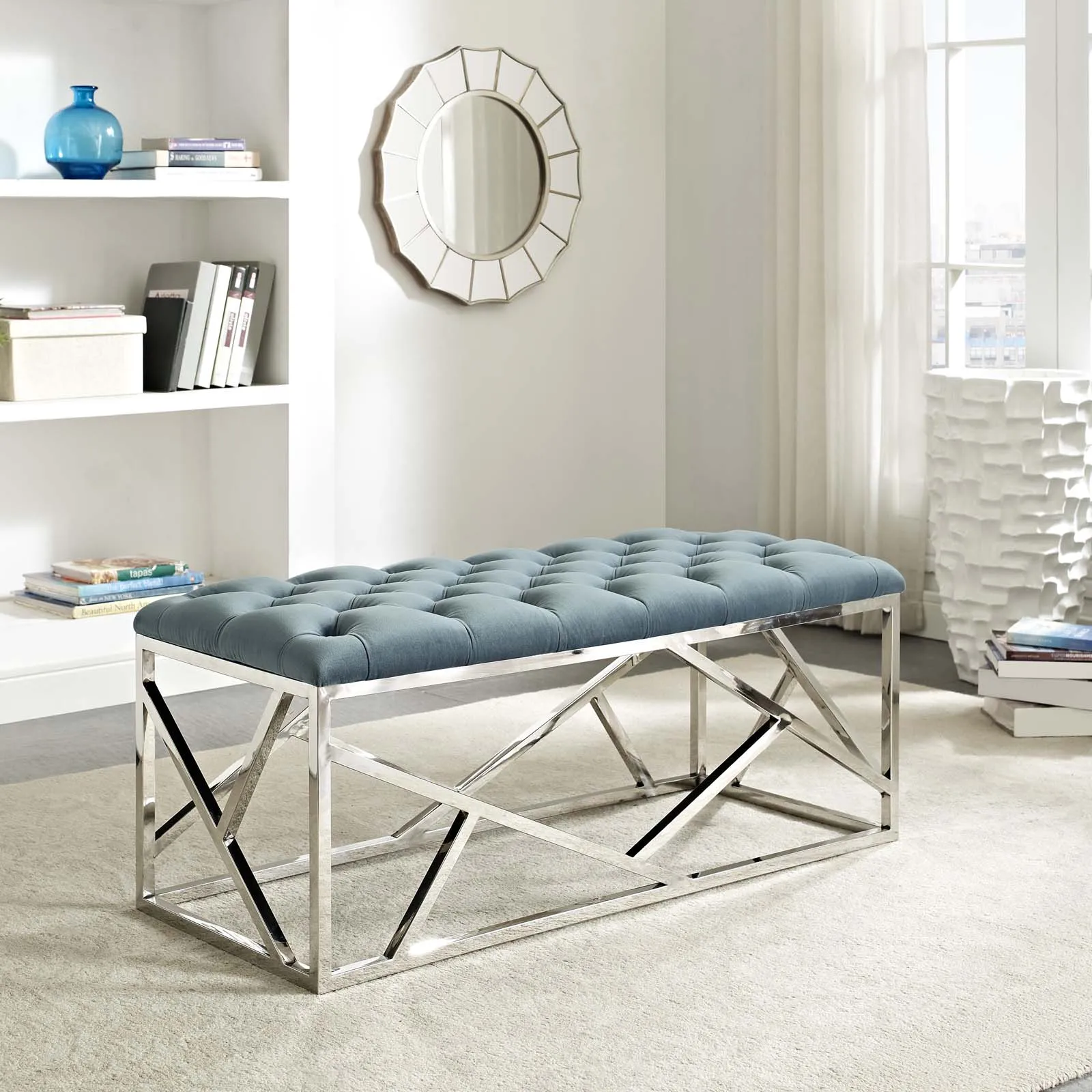 Intersperse Bench in Silver Gray